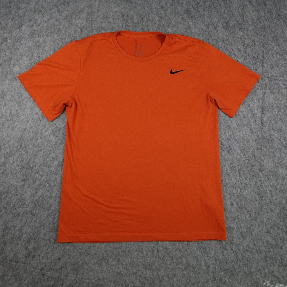 Nike Shirt Mens Medium Orange Dri Fit Short Sleeve Performance Active Tee 718833